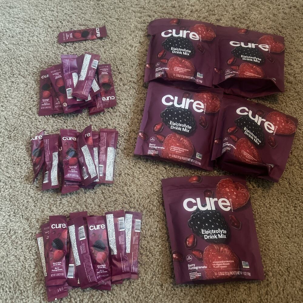 8 x Cure Hydration Electrolyte Drink Mix Berry Pomegranate 113 Packets 11/2026